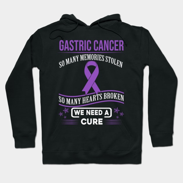 Gastric Cancer So Many Memories Stolen Hearts Broken We Need A Cure Periwinkle Ribbon Warrior Hoodie by celsaclaudio506